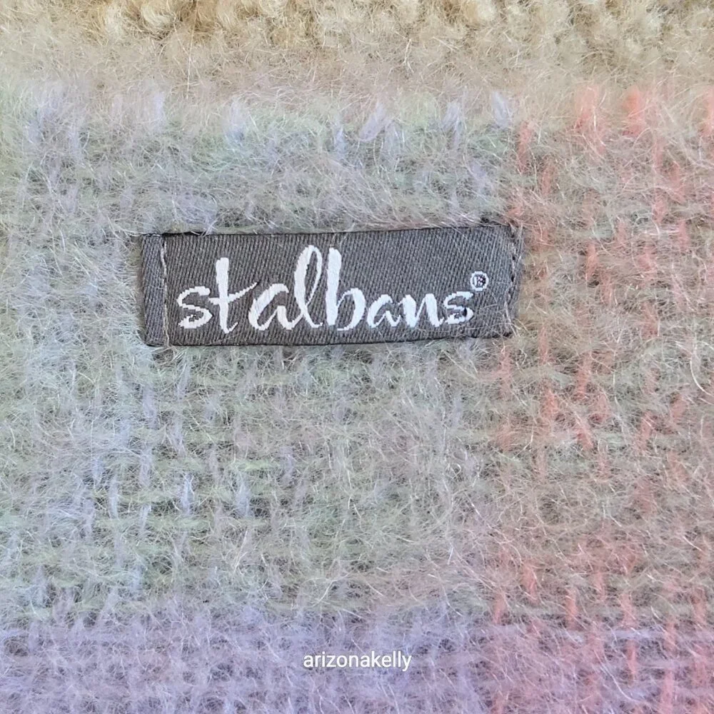 NWOT Mohair Scarf Pastel Plaid Pink Lavender St. Albans Australia